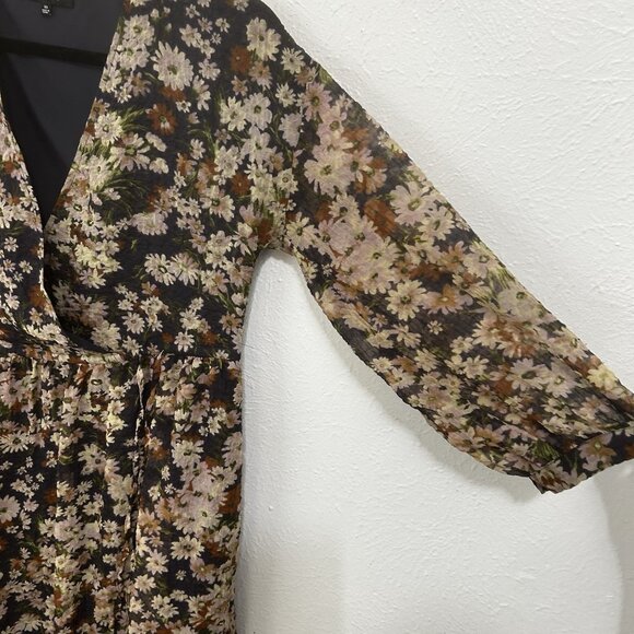 Madewell Drawstring Faux-Wrap Mini Dress in Daisy Reverie Forest Floral Size XS - Picture 6 of 12